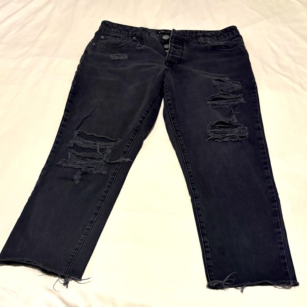 STS Blue Women's Black Distressed Boyfriend Jeans